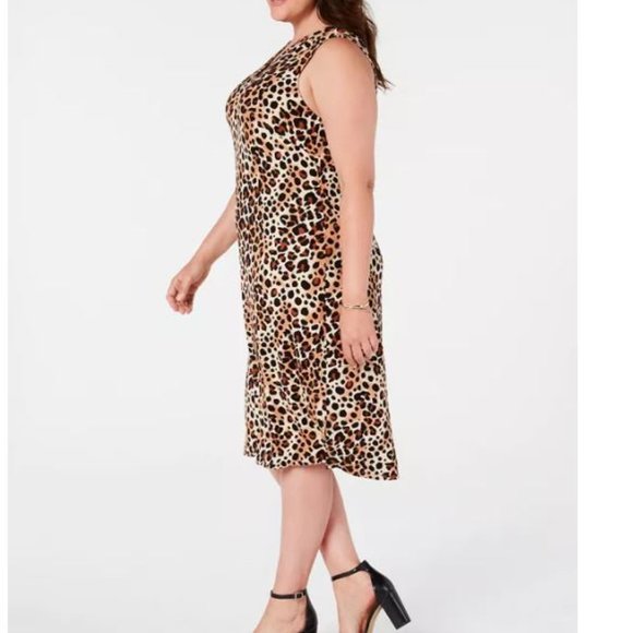 NY Collection Plus Size 3X Animal-Print Dress - Picture 2 of 4